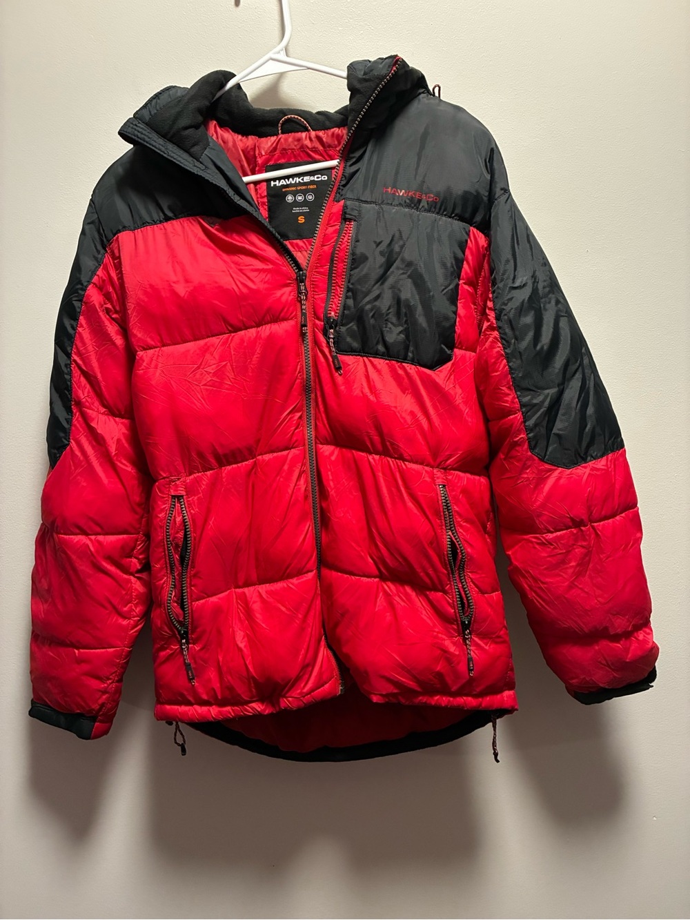 Hawke & Co Red and Black Puffer Jacket with Hood